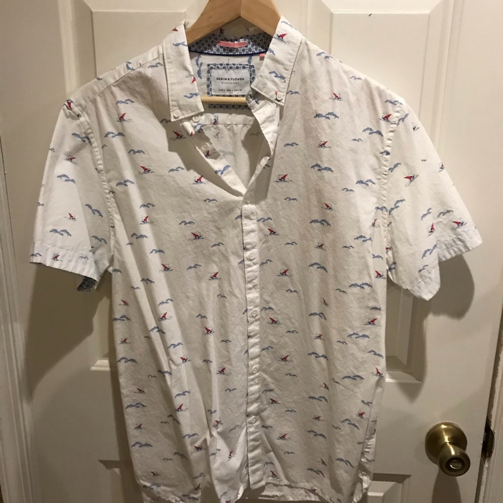 Denim and flowers button up